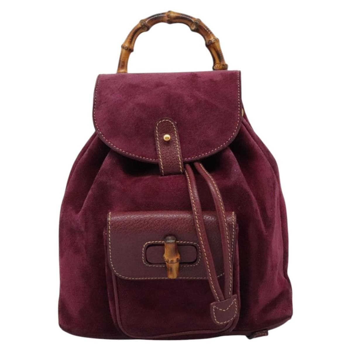 Gucci Gucci Vintage Bamboo Backpack Suede Size ONE SIZE - 18 Thumbnail