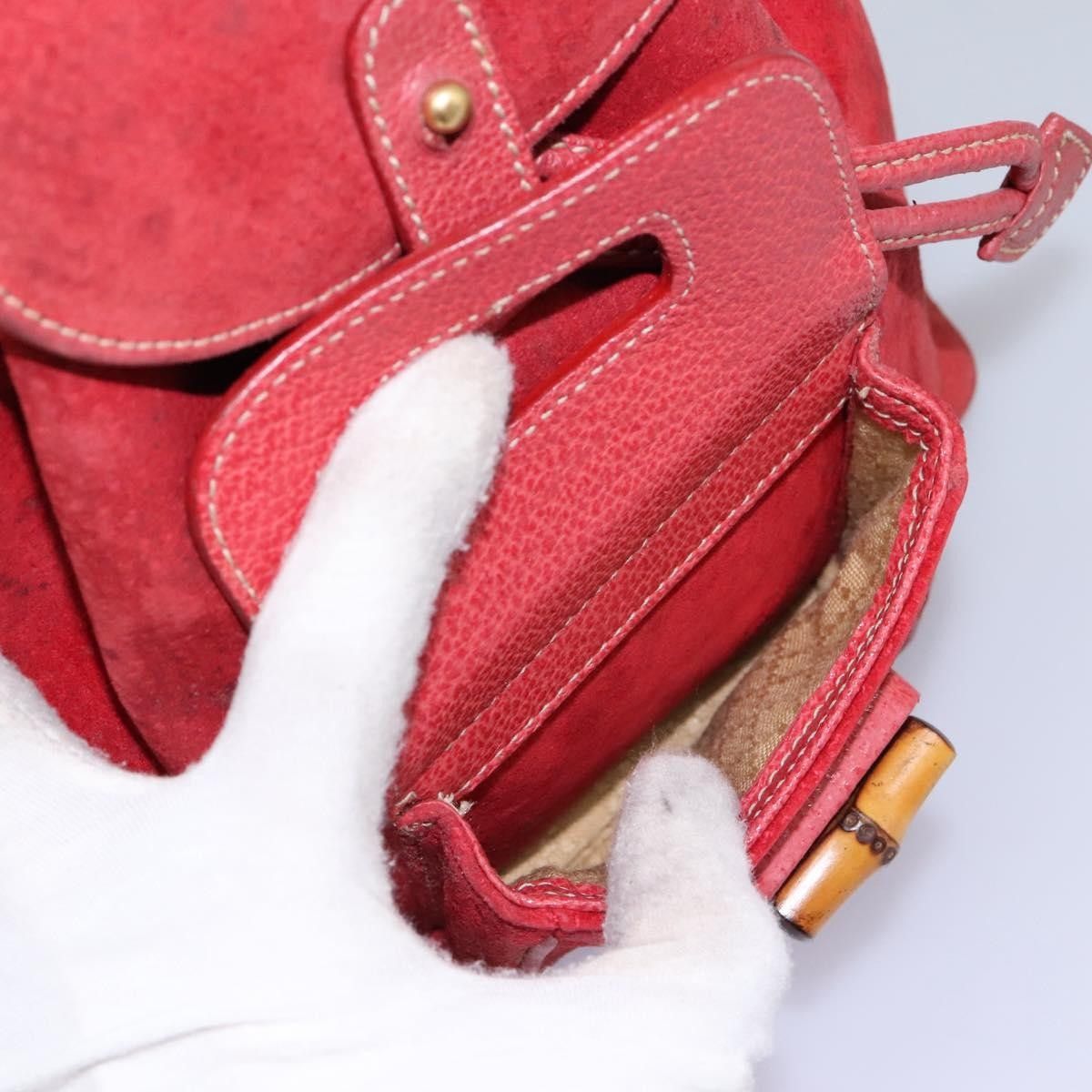 Gucci Gucci Vintage Bamboo Backpack Suede Size ONE SIZE - 21 Thumbnail