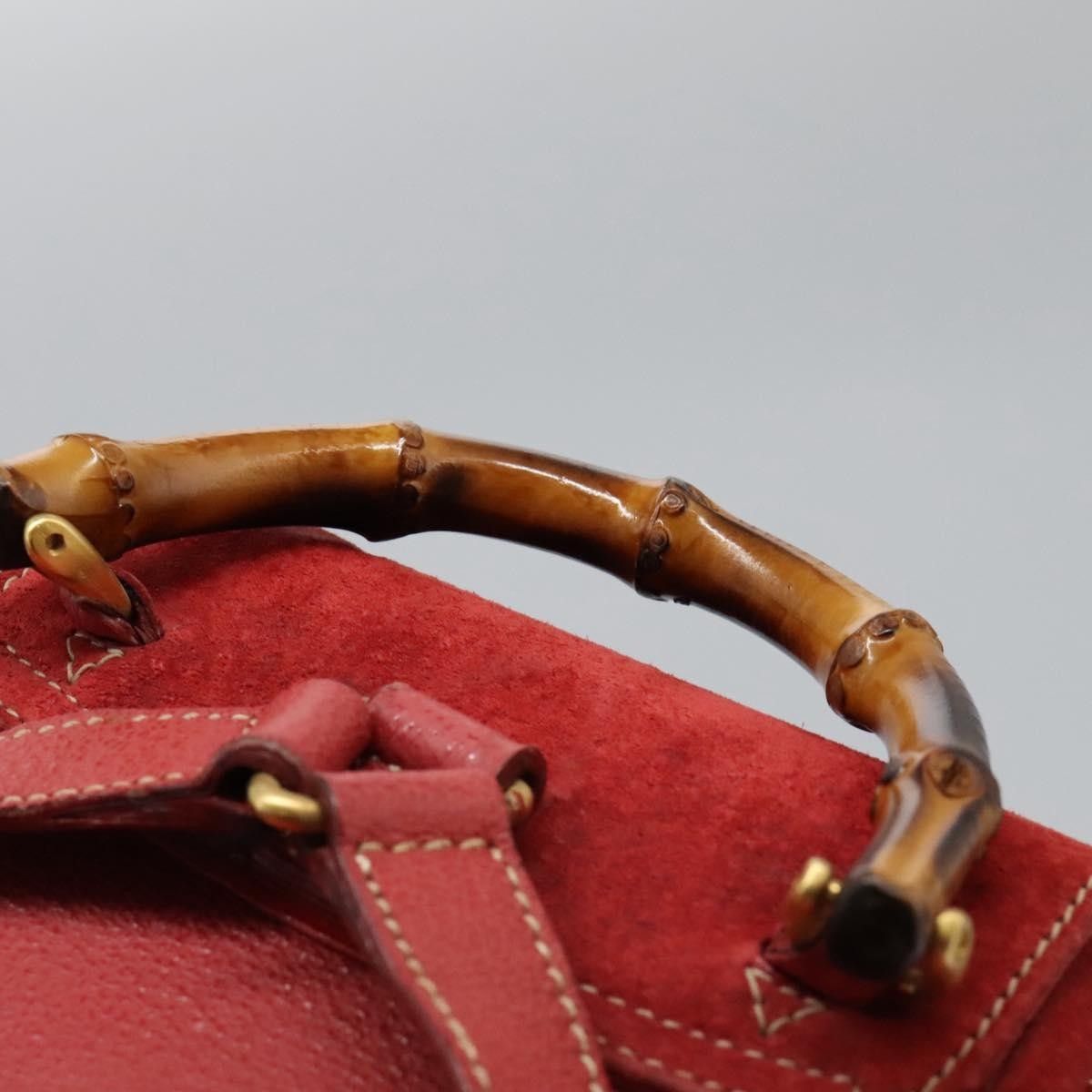 Gucci Gucci Vintage Bamboo Backpack Suede Size ONE SIZE - 18 Thumbnail
