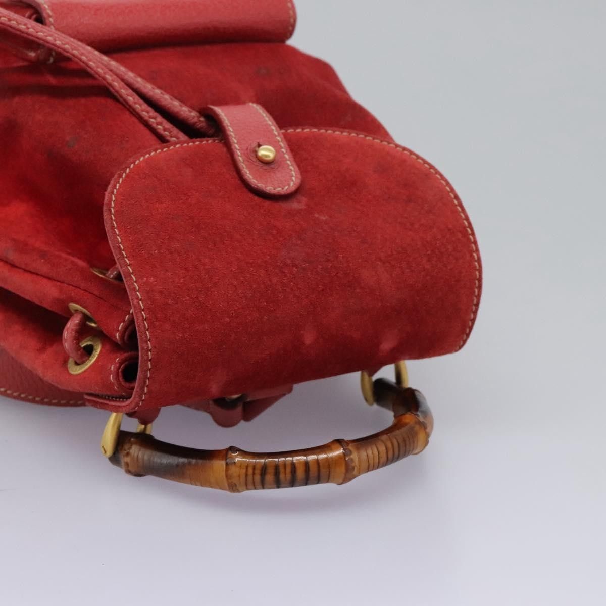 Gucci Gucci Vintage Bamboo Backpack Suede Size ONE SIZE - 8 Thumbnail