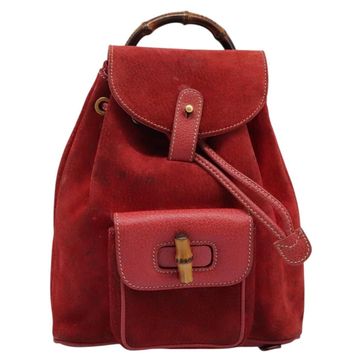 Gucci Gucci Vintage Bamboo Backpack Suede Size ONE SIZE - 17 Thumbnail