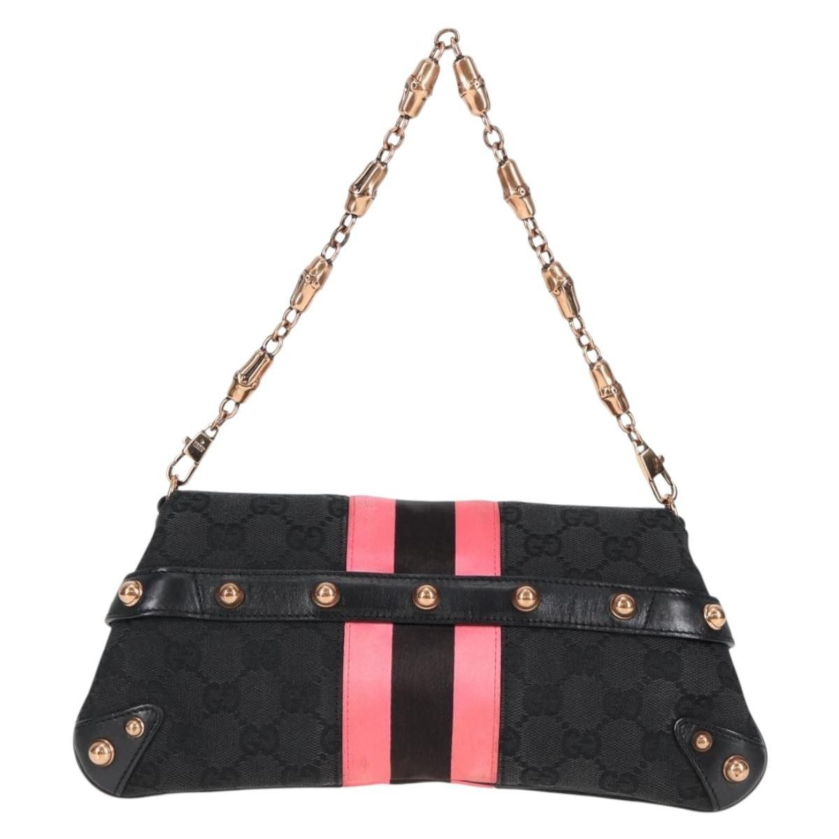 Gucci Gucci Horsebit Chain Clutch GG Canvas with Leather Size ONE SIZE - 2 Thumbnail