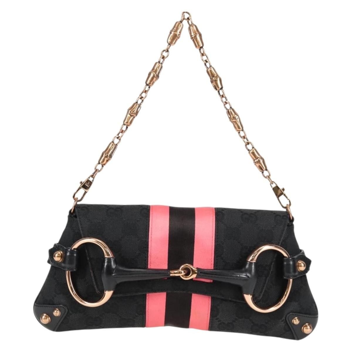 Gucci Gucci Horsebit Chain Clutch GG Canvas with Leather Size ONE SIZE - 20 Thumbnail