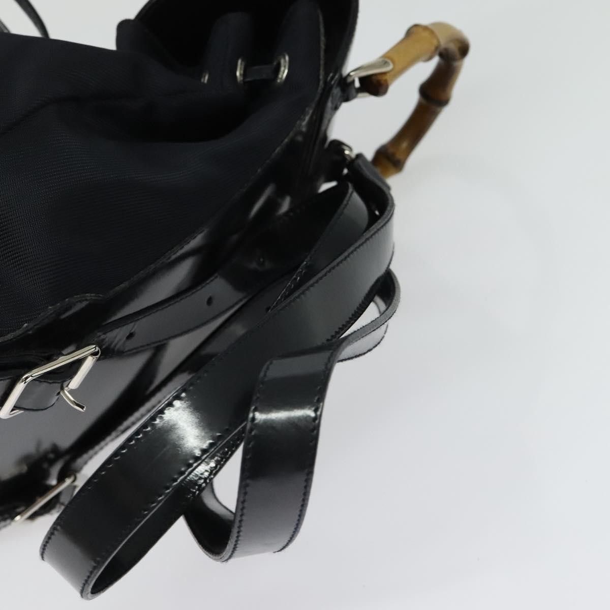 Gucci Gucci Vintage Bamboo Backpack Nylon and Patent Leather Size ONE SIZE - 16 Thumbnail