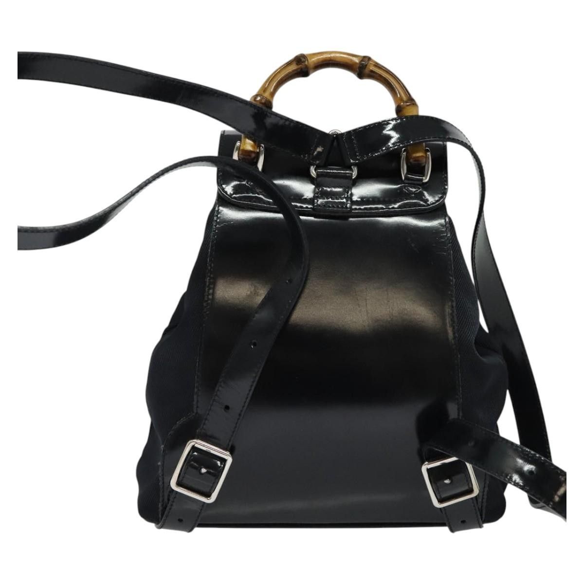 Gucci Gucci Vintage Bamboo Backpack Nylon and Patent Leather Size ONE SIZE - 2 Thumbnail