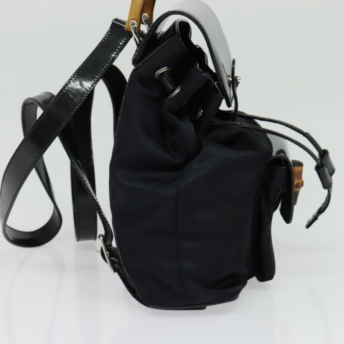 Gucci Gucci Vintage Bamboo Backpack Nylon and Patent Leather Size ONE SIZE - 4 Thumbnail