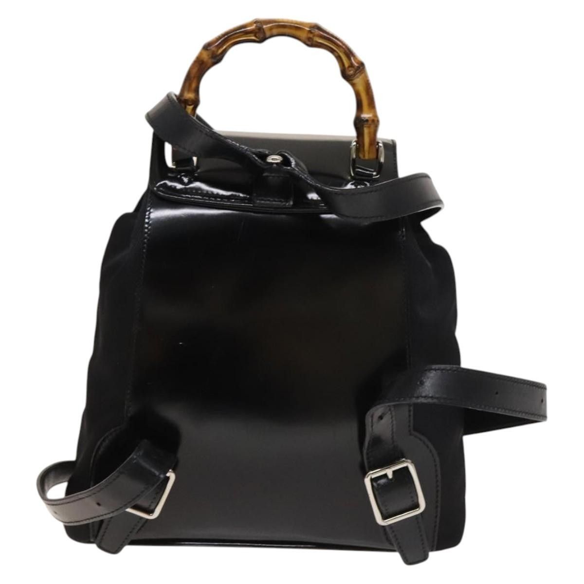 Gucci Gucci Vintage Bamboo Backpack Nylon and Patent Leather Size ONE SIZE - 2 Thumbnail