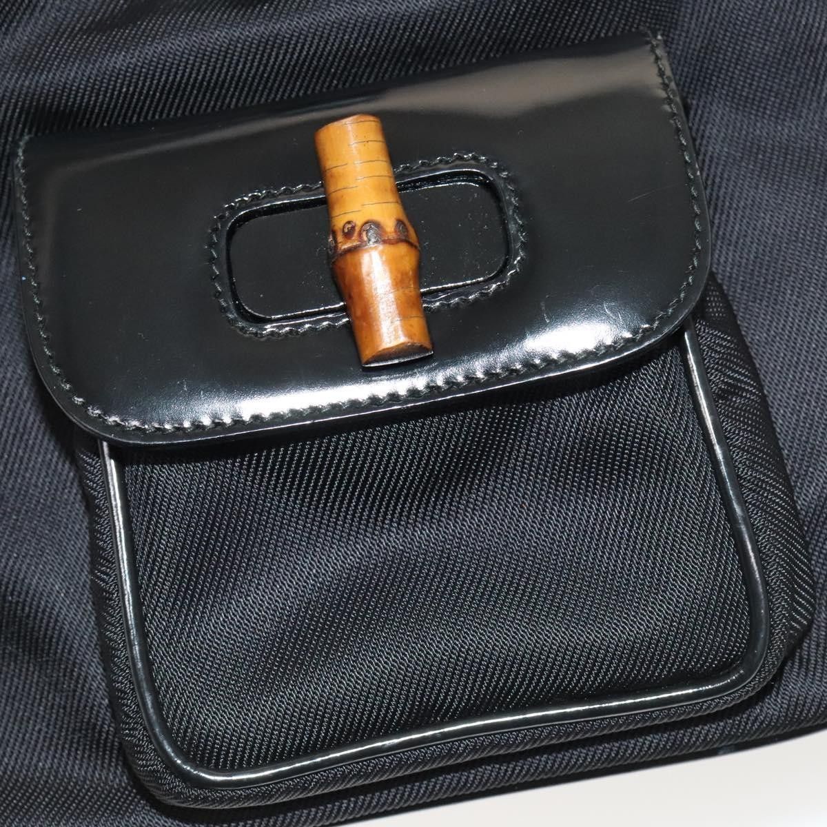 Gucci Gucci Vintage Bamboo Backpack Nylon and Patent Leather Size ONE SIZE - 14 Thumbnail