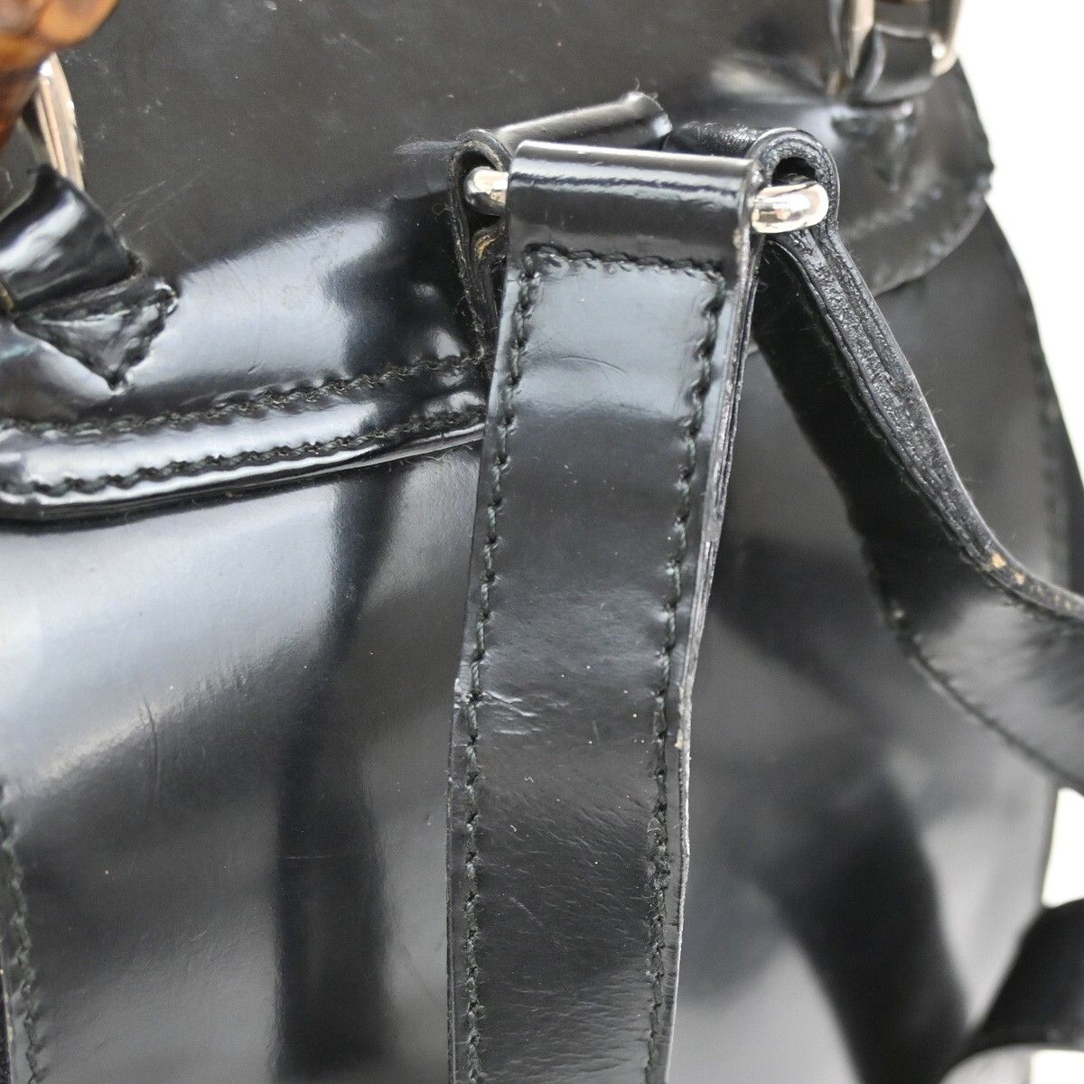 Gucci Gucci Vintage Bamboo Backpack Nylon and Patent Leather Size ONE SIZE - 16 Thumbnail