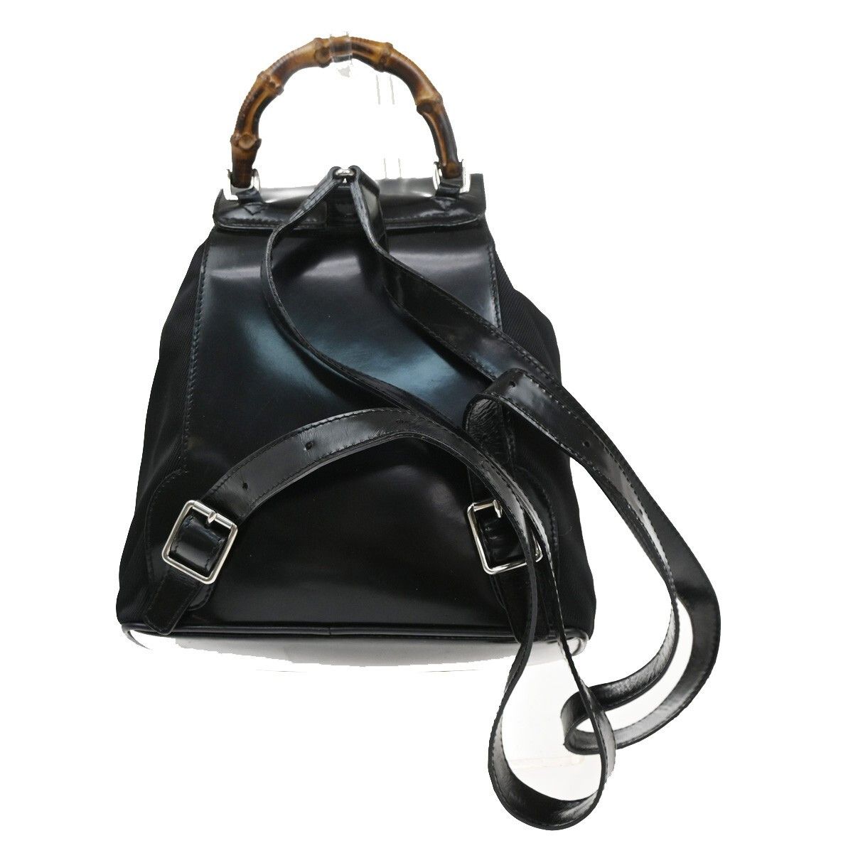 Gucci Gucci Vintage Bamboo Backpack Nylon and Patent Leather Size ONE SIZE - 2 Thumbnail