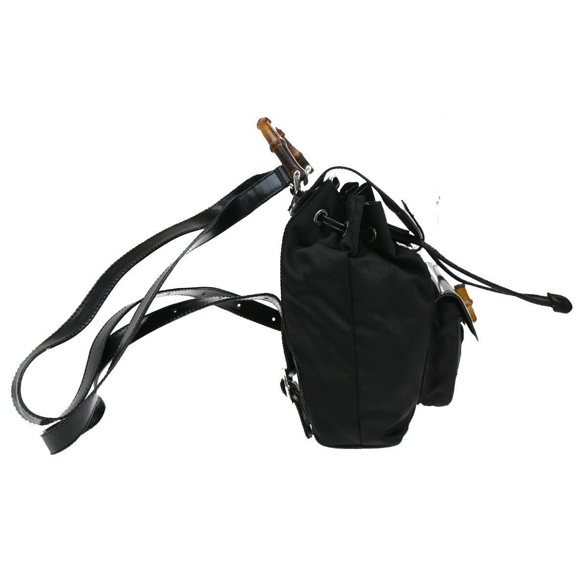 Gucci Gucci Vintage Bamboo Backpack Nylon and Patent Leather Size ONE SIZE - 4 Thumbnail