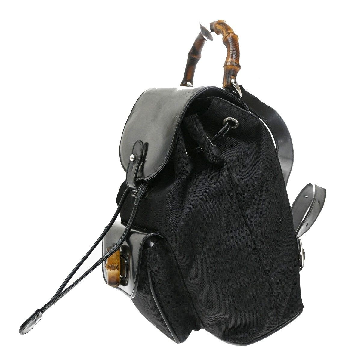 Gucci Gucci Vintage Bamboo Backpack Nylon and Patent Leather Size ONE SIZE - 3 Thumbnail