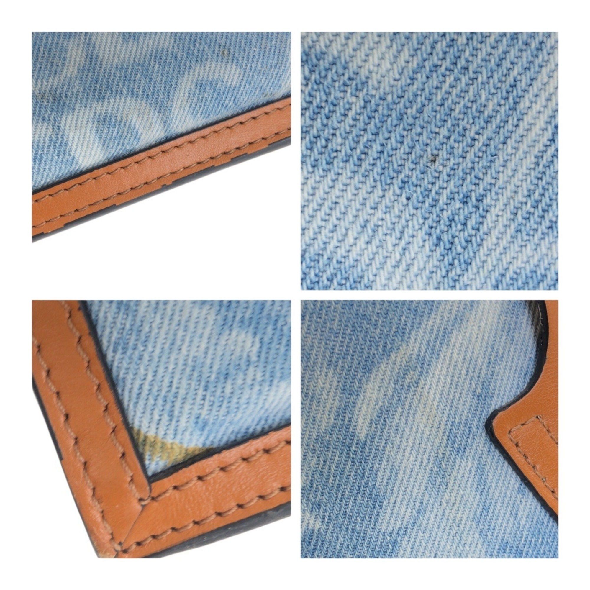 Versace VERSACE All-Over Denim Blue and Brown Canvas Tote Bag 1008913 Women's Handbag Size ONE SIZE - 5 Thumbnail