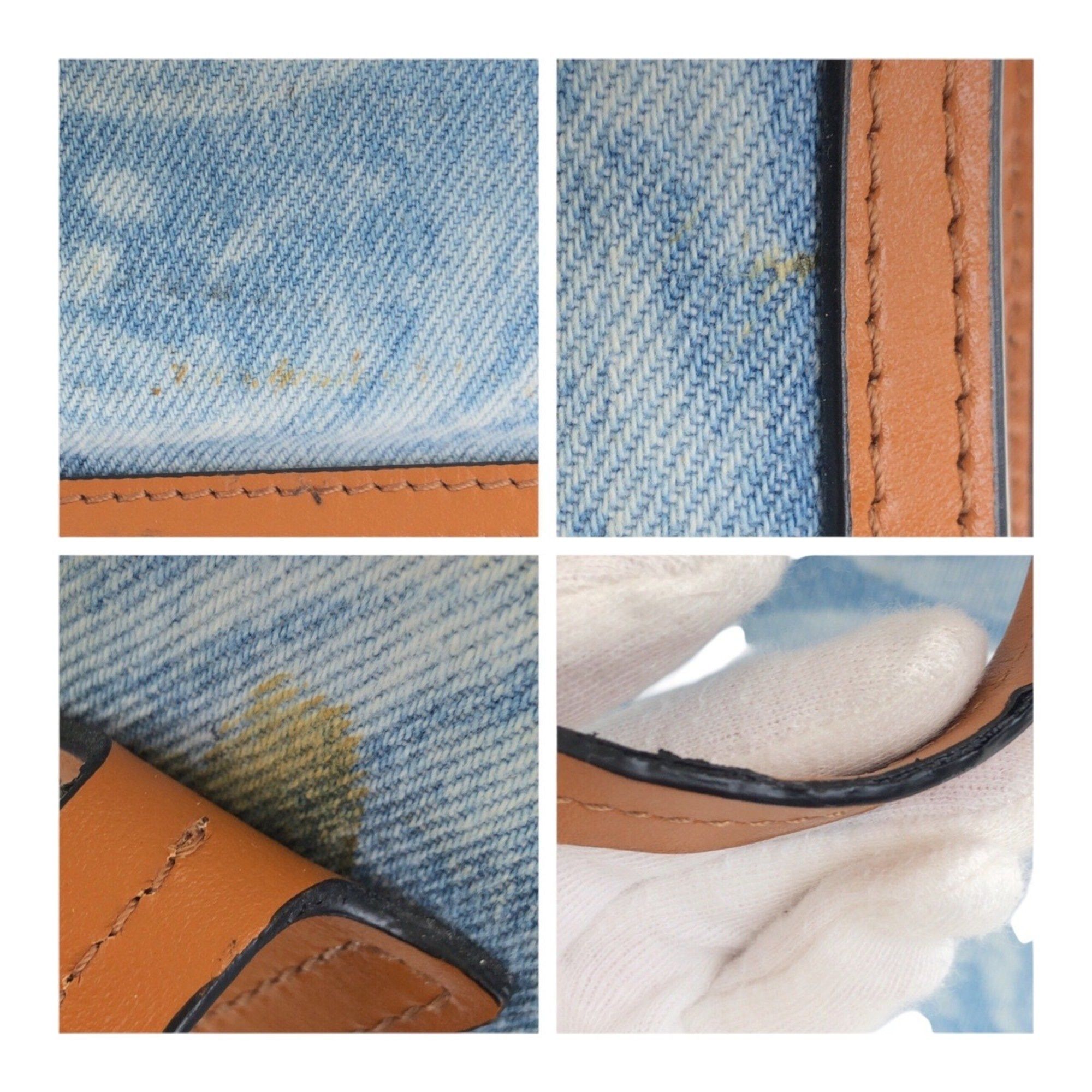 Versace VERSACE All-Over Denim Blue and Brown Canvas Tote Bag 1008913 Women's Handbag Size ONE SIZE - 6 Thumbnail