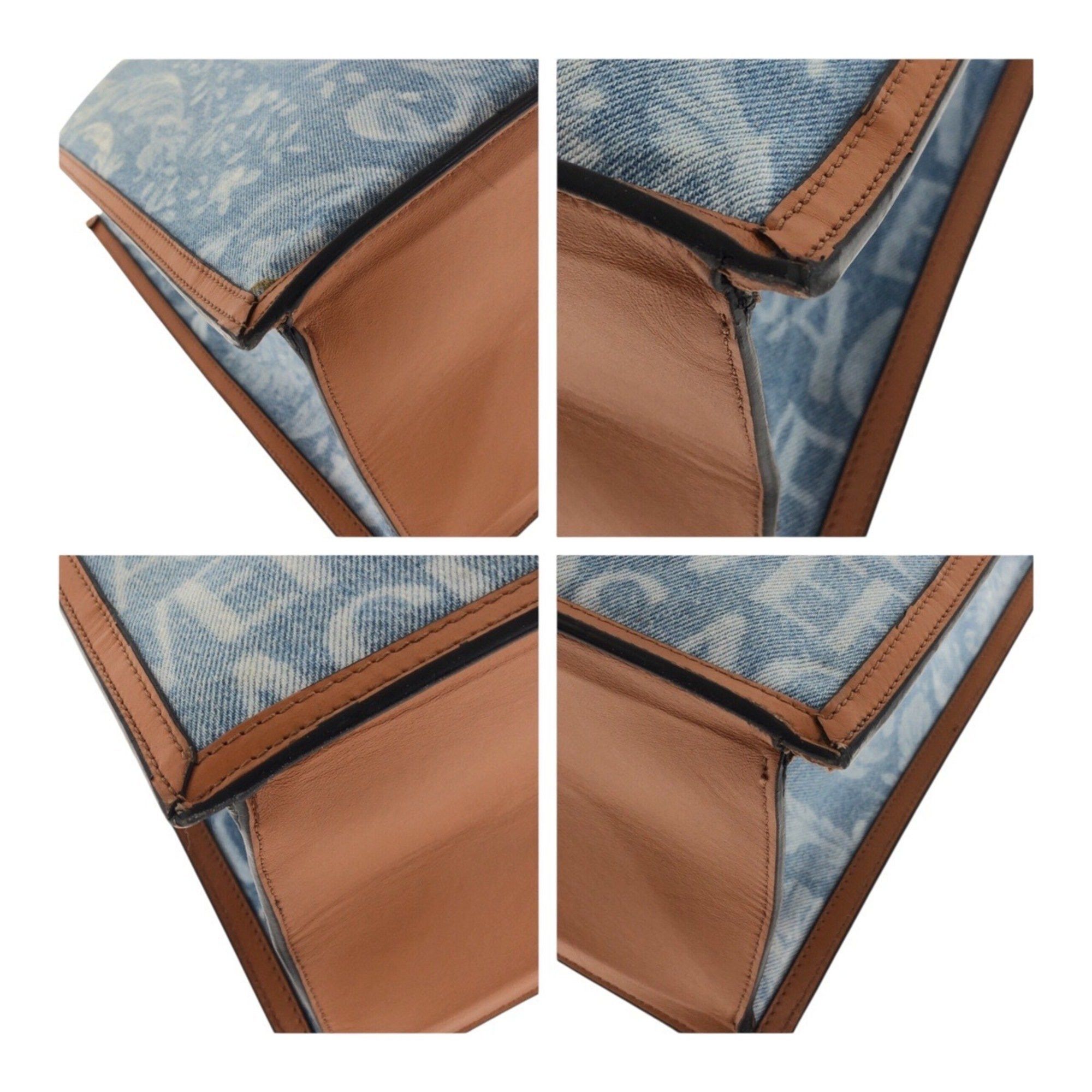 Versace VERSACE All-Over Denim Blue and Brown Canvas Tote Bag 1008913 Women's Handbag Size ONE SIZE - 3 Thumbnail