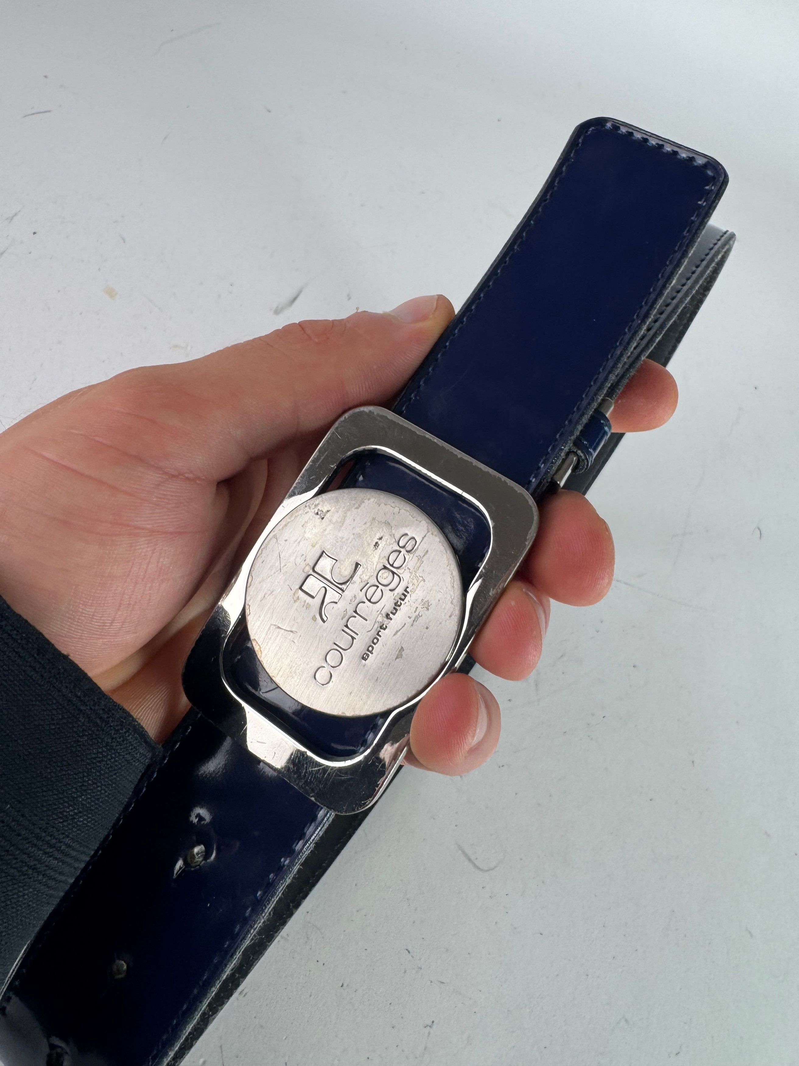 Courreges Vintage Patent Leather Belt Navy Size ONE SIZE - 2 Thumbnail