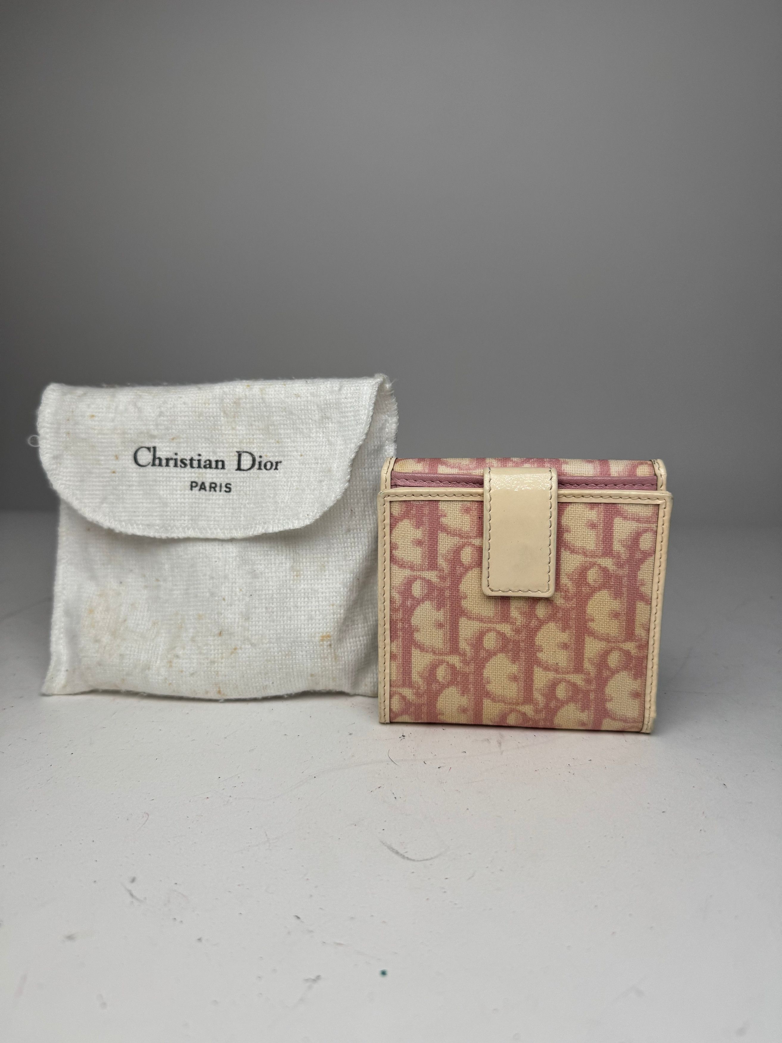 Dior Vintage Oblique Monogram Leather Wallet Pink White Size ONE SIZE - 2 Thumbnail