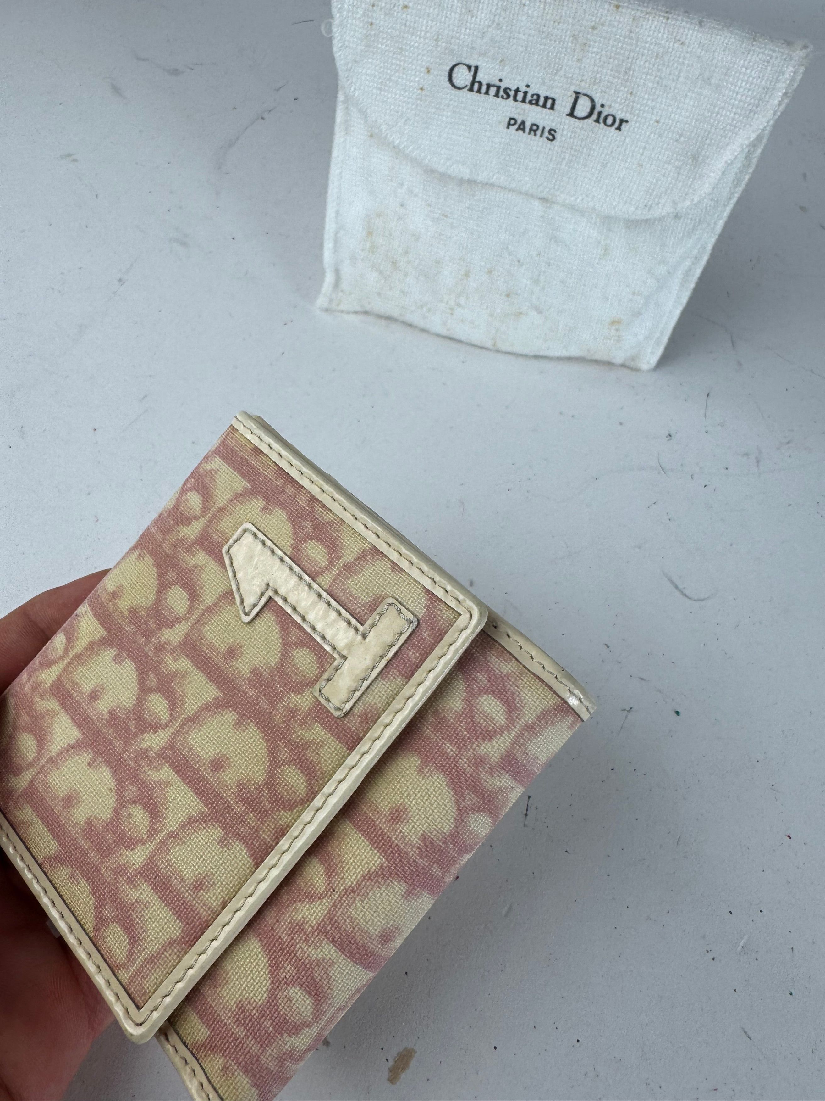 Dior Vintage Oblique Monogram Leather Wallet Pink White Size ONE SIZE - 6 Thumbnail