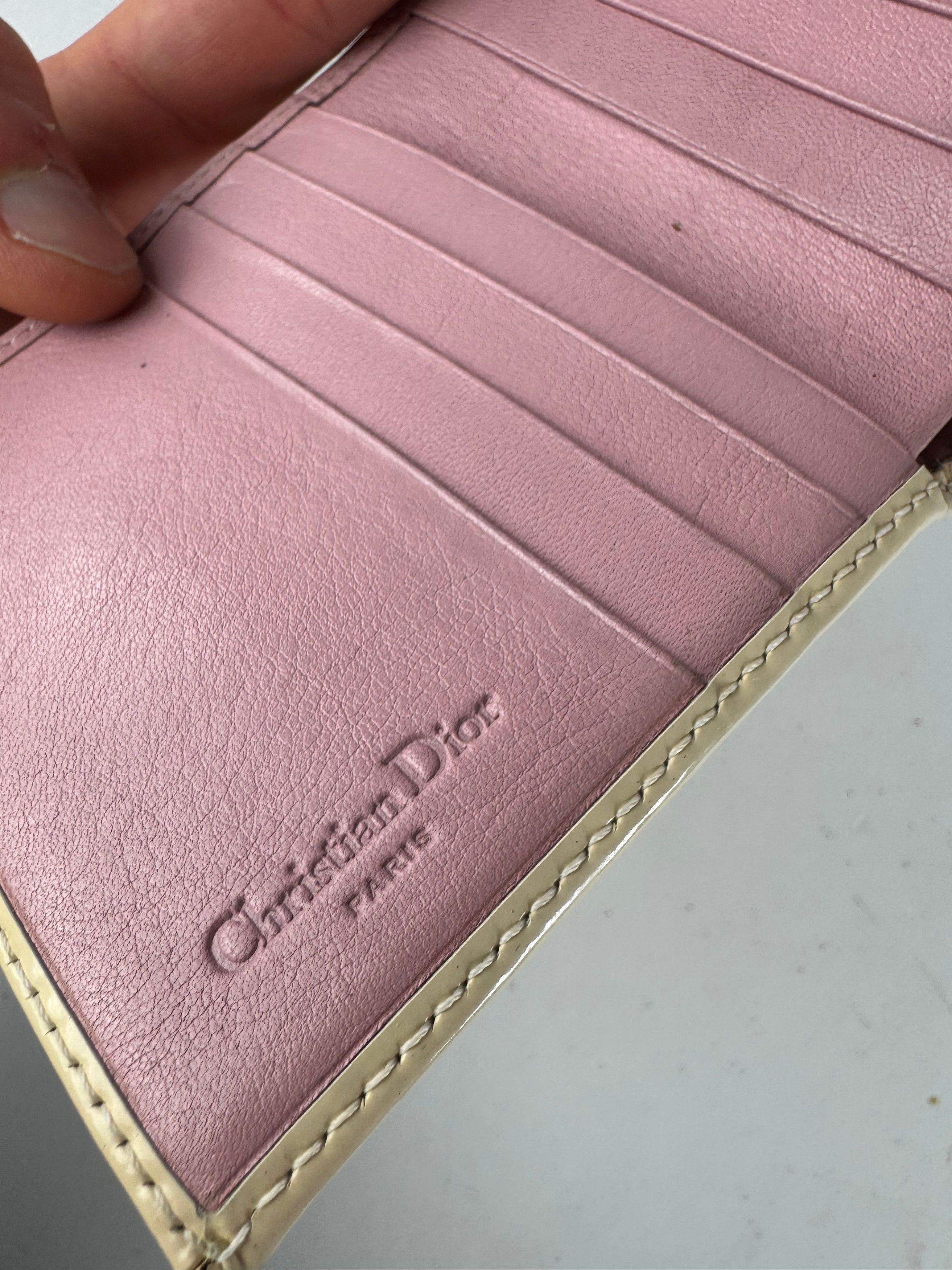 Dior Vintage Oblique Monogram Leather Wallet Pink White Size ONE SIZE - 4 Thumbnail