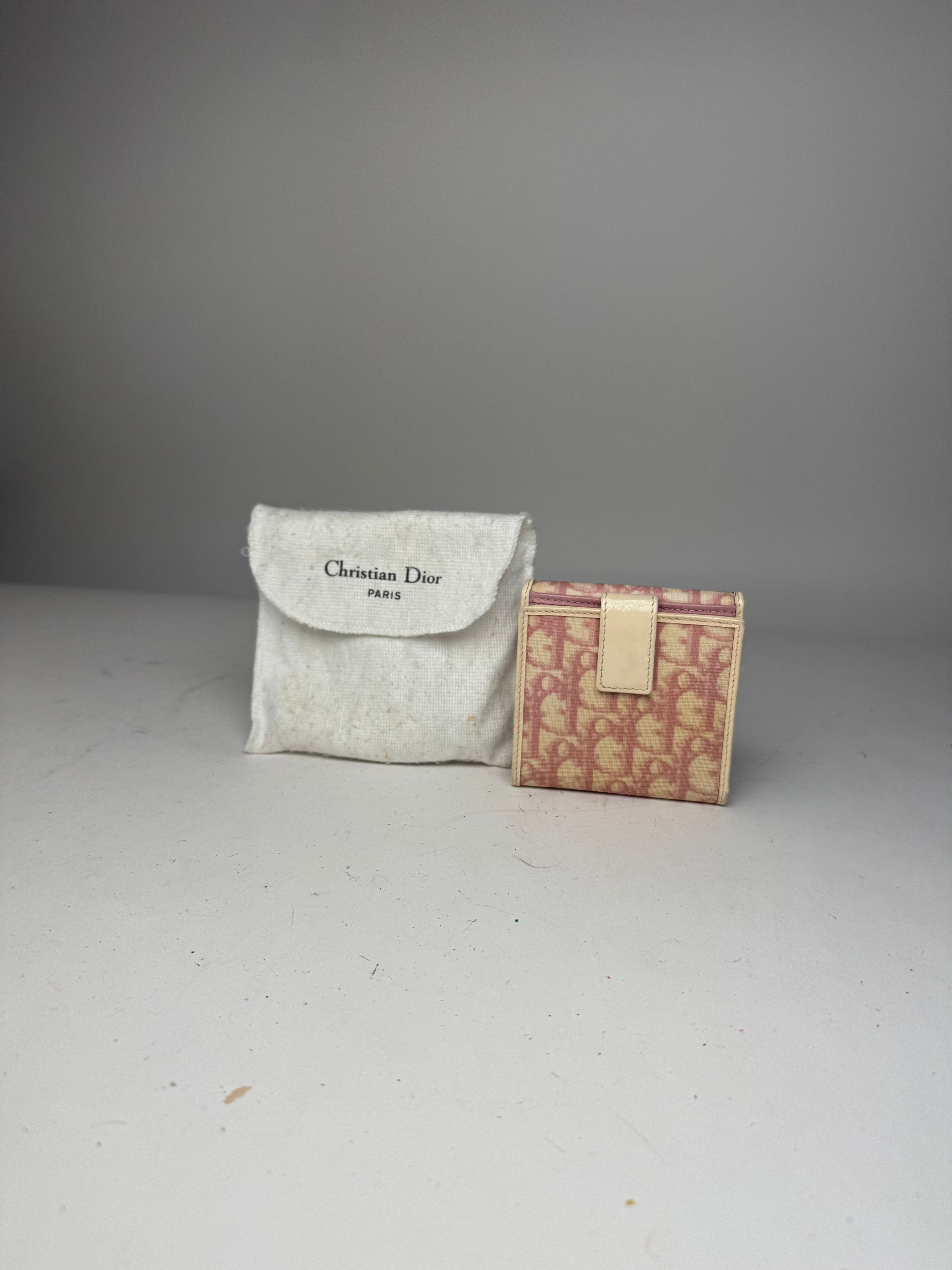 Dior Vintage Oblique Monogram Leather Wallet Pink White Size ONE SIZE - 12 Thumbnail