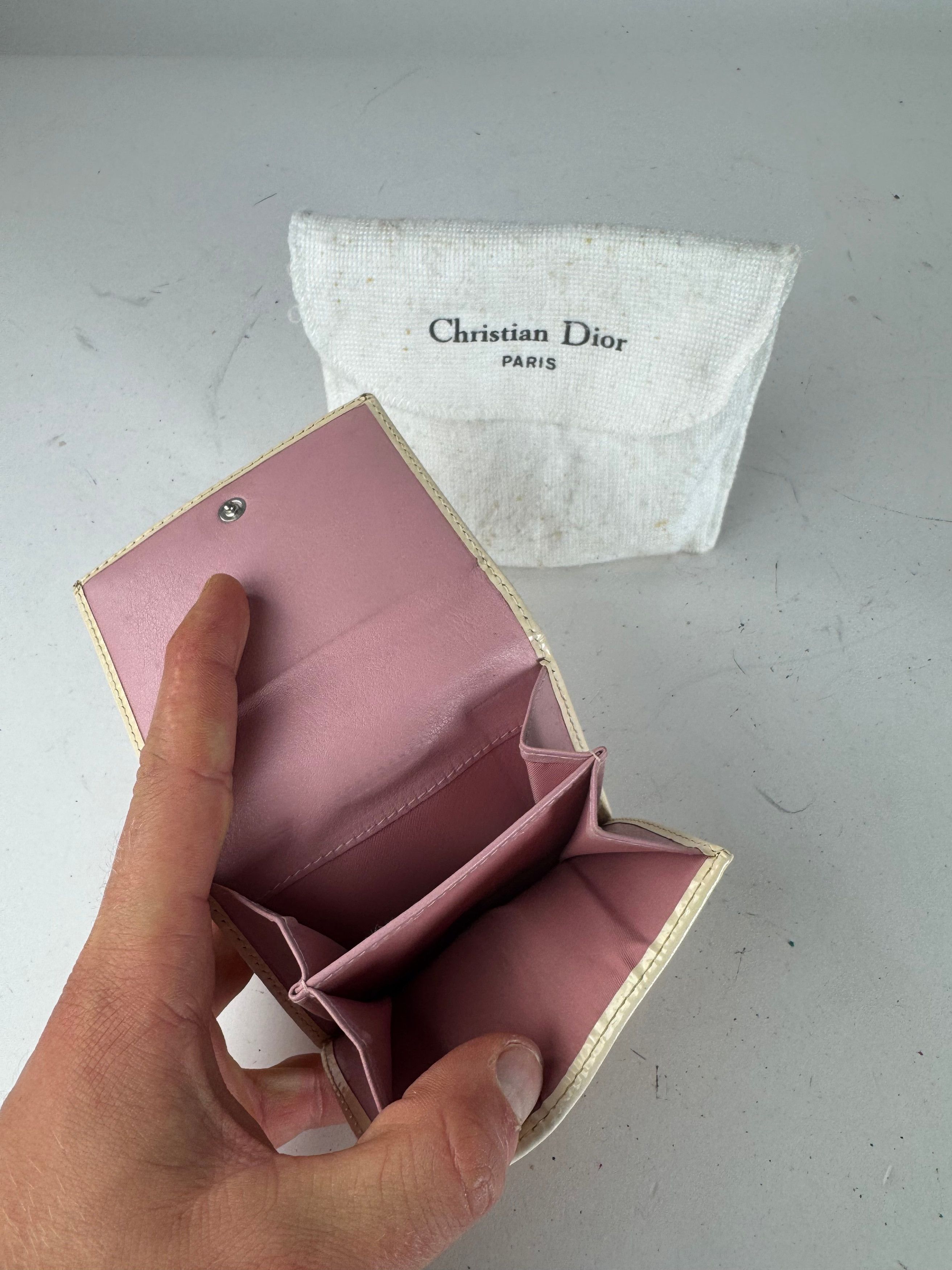 Dior Vintage Oblique Monogram Leather Wallet Pink White Size ONE SIZE - 8 Thumbnail