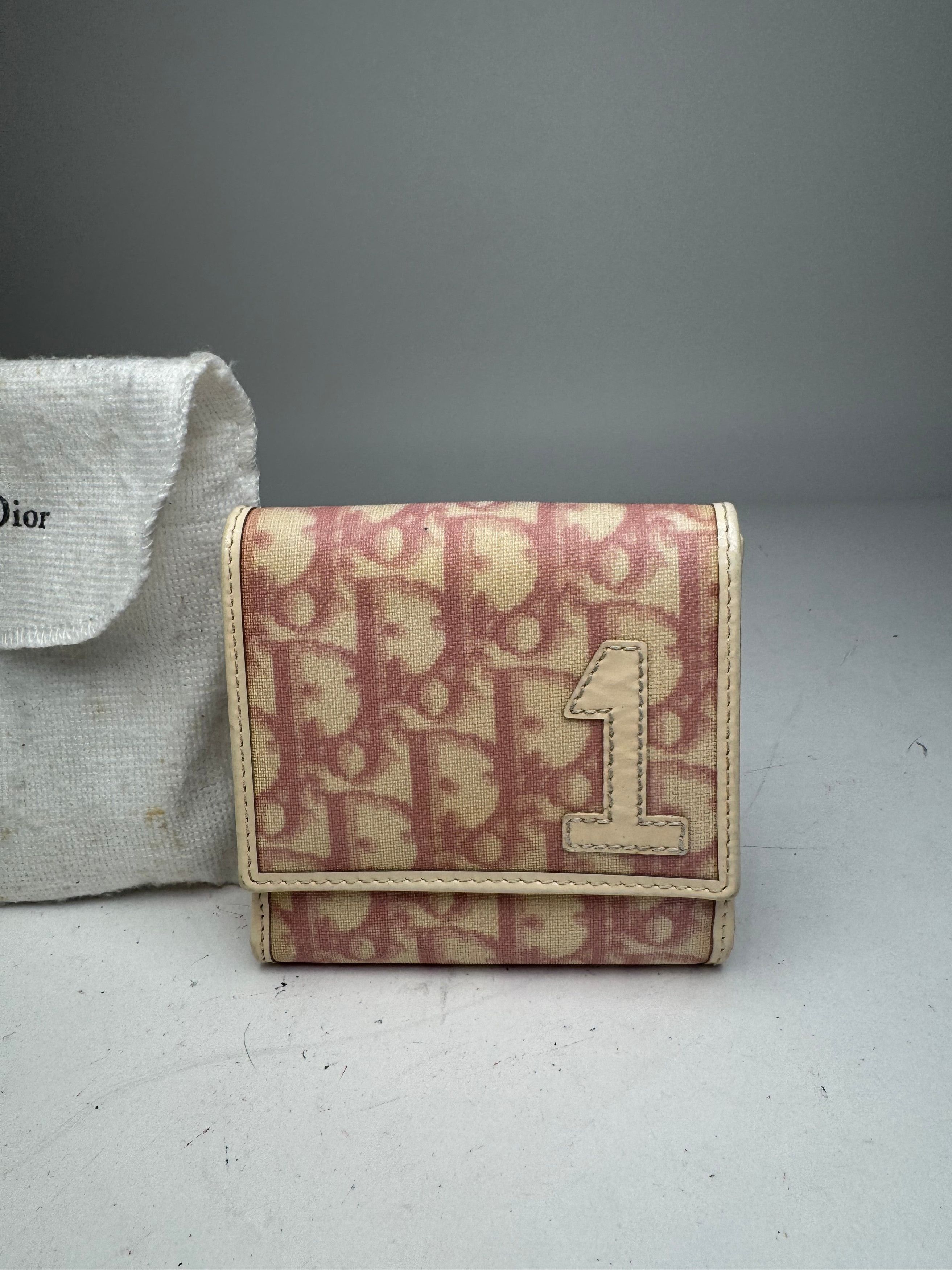Dior Vintage Oblique Monogram Leather Wallet Pink White Size ONE SIZE - 7 Thumbnail