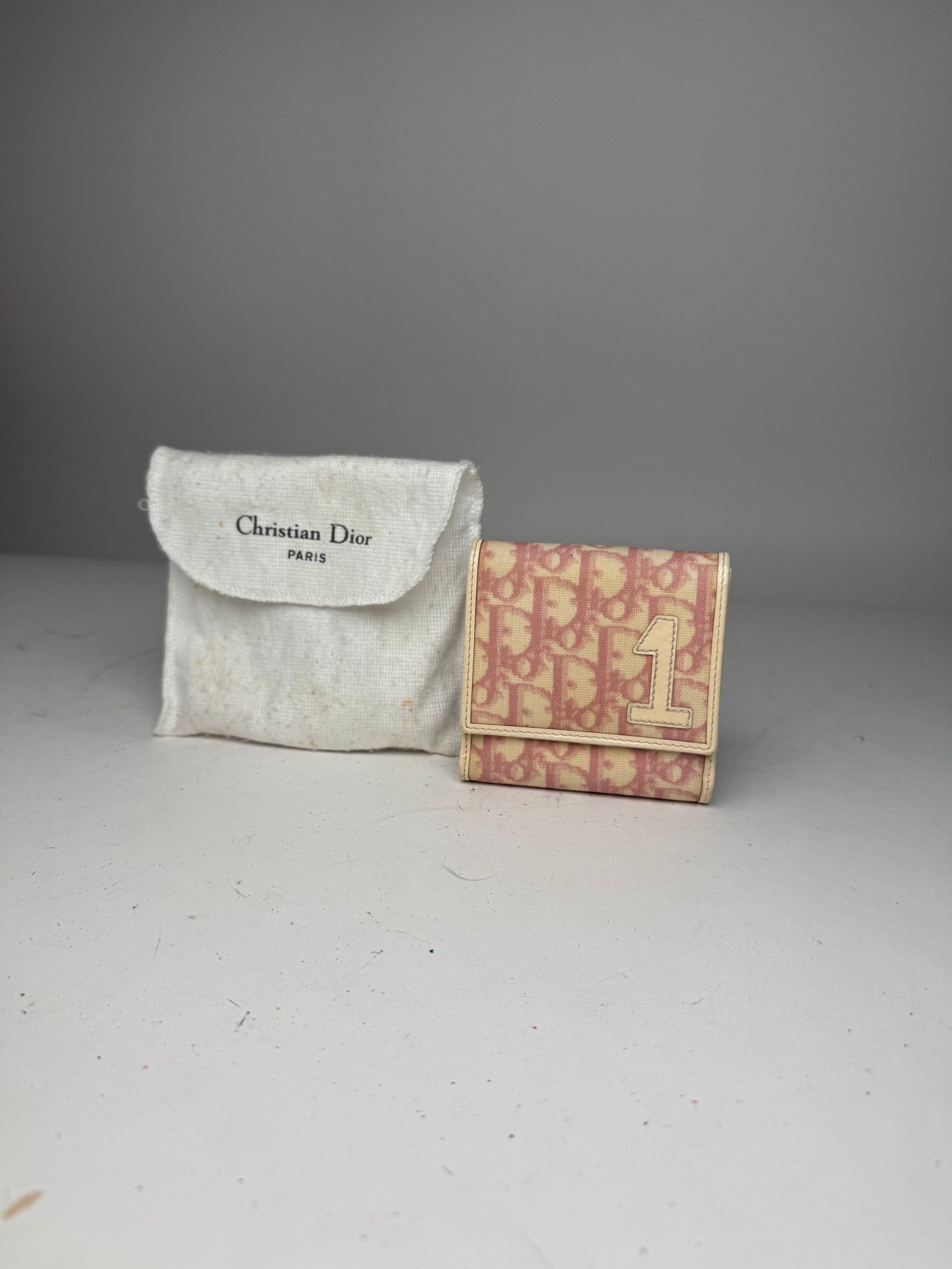 Dior Vintage Oblique Monogram Leather Wallet Pink White Size ONE SIZE - 11 Thumbnail