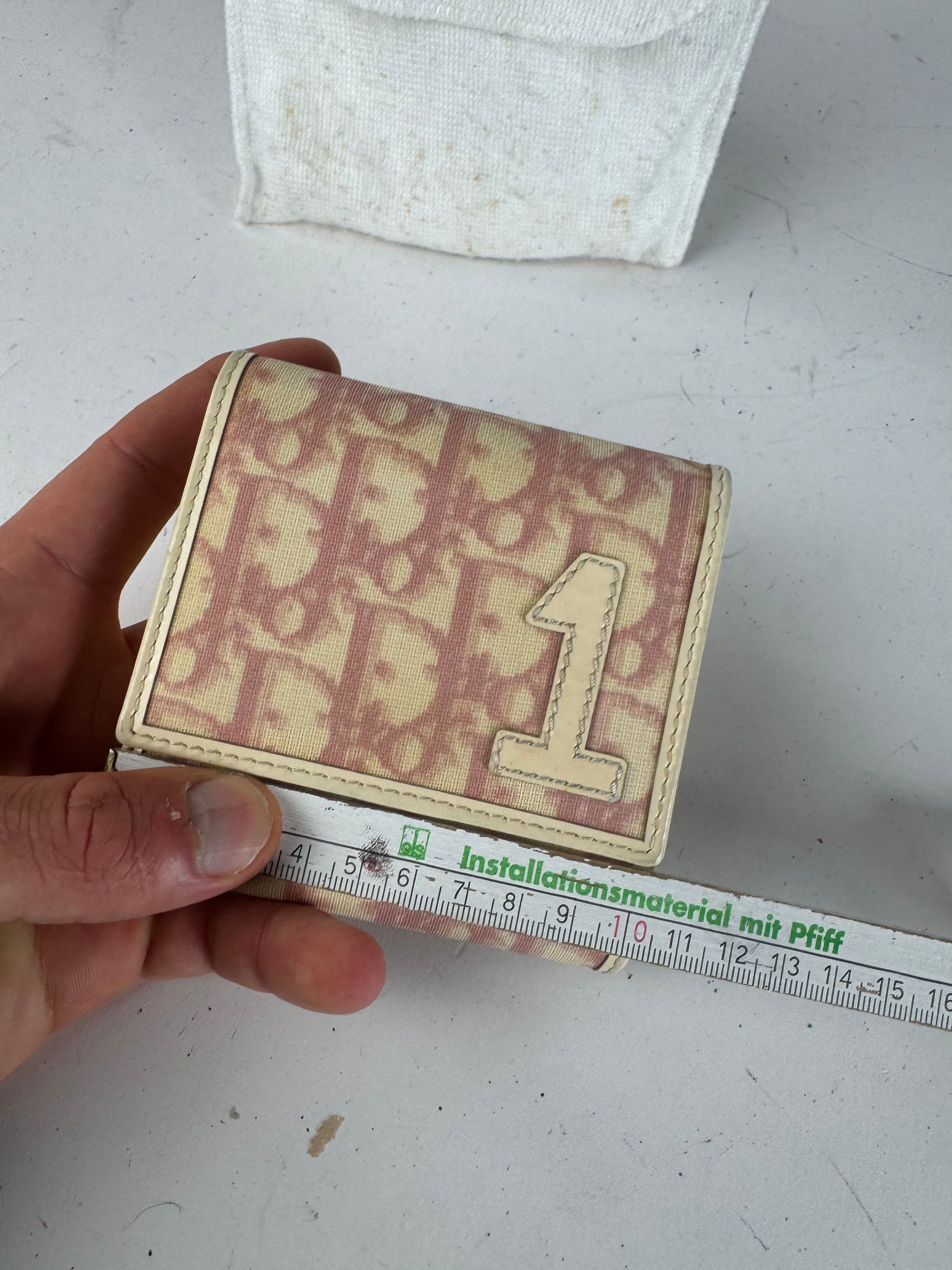 Dior Vintage Oblique Monogram Leather Wallet Pink White Size ONE SIZE - 9 Thumbnail