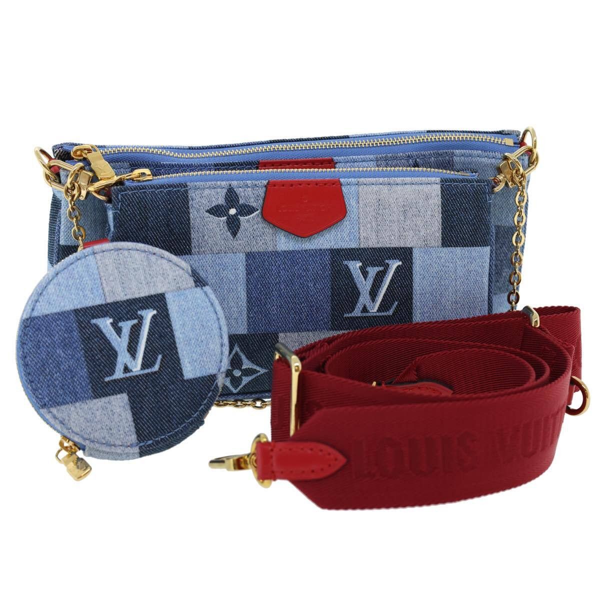 Louis Vuitton Louis Vuitton Multi Pochette Accessoires Damier and Monogram Patchwork Denim Size ONE SIZE - 14 Thumbnail