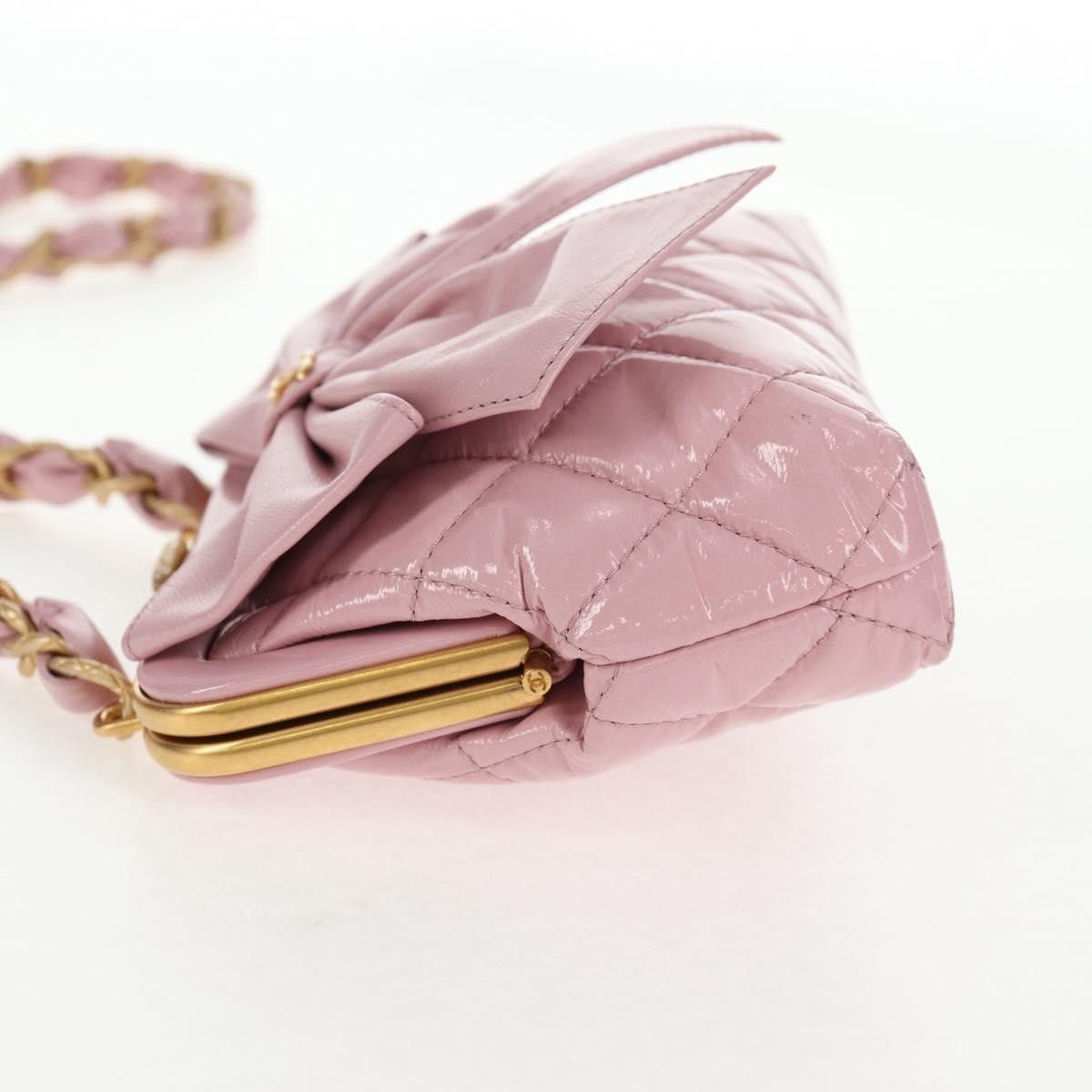 Chanel Chanel Bow Frame Clutch With Chain Quilted Patent with Lambskin Size ONE SIZE - 3 Thumbnail