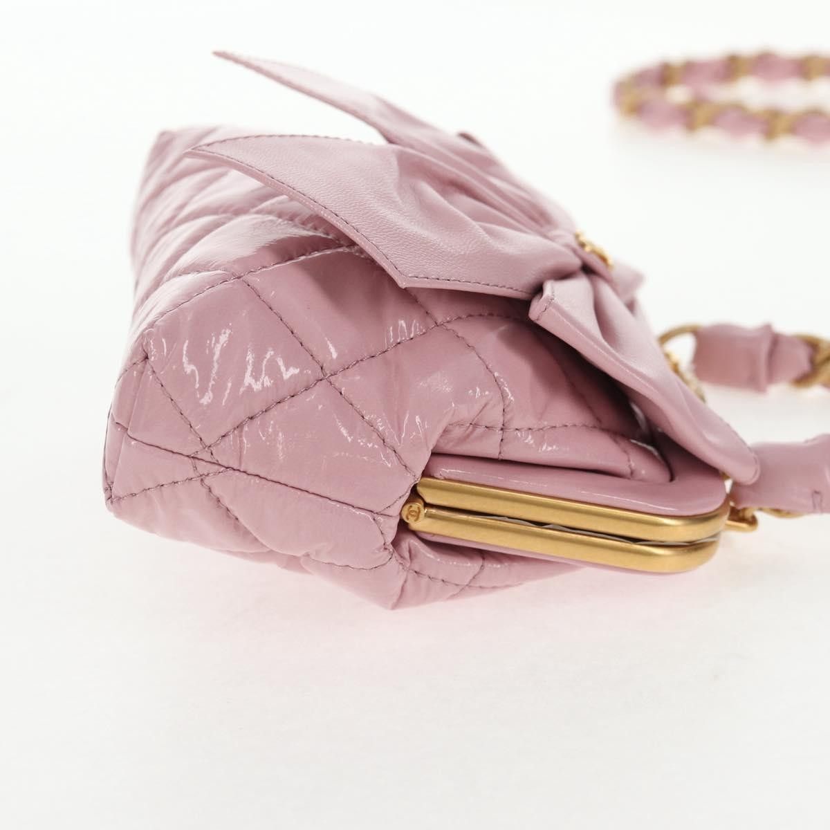 Chanel Chanel Bow Frame Clutch With Chain Quilted Patent with Lambskin Size ONE SIZE - 4 Thumbnail