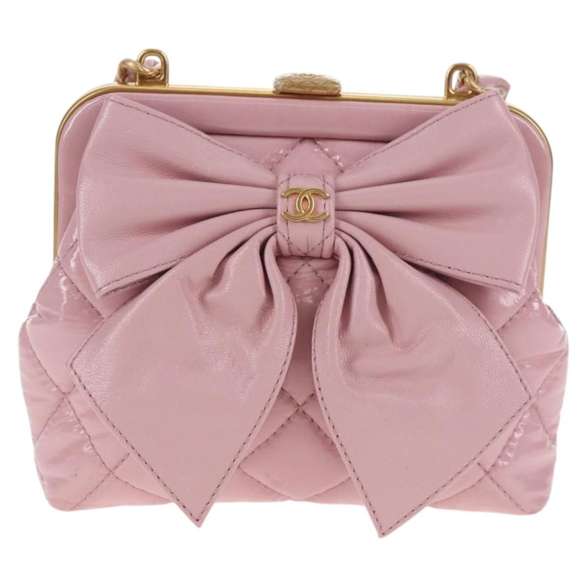 Chanel Chanel Bow Frame Clutch With Chain Quilted Patent with Lambskin Size ONE SIZE - 24 Thumbnail