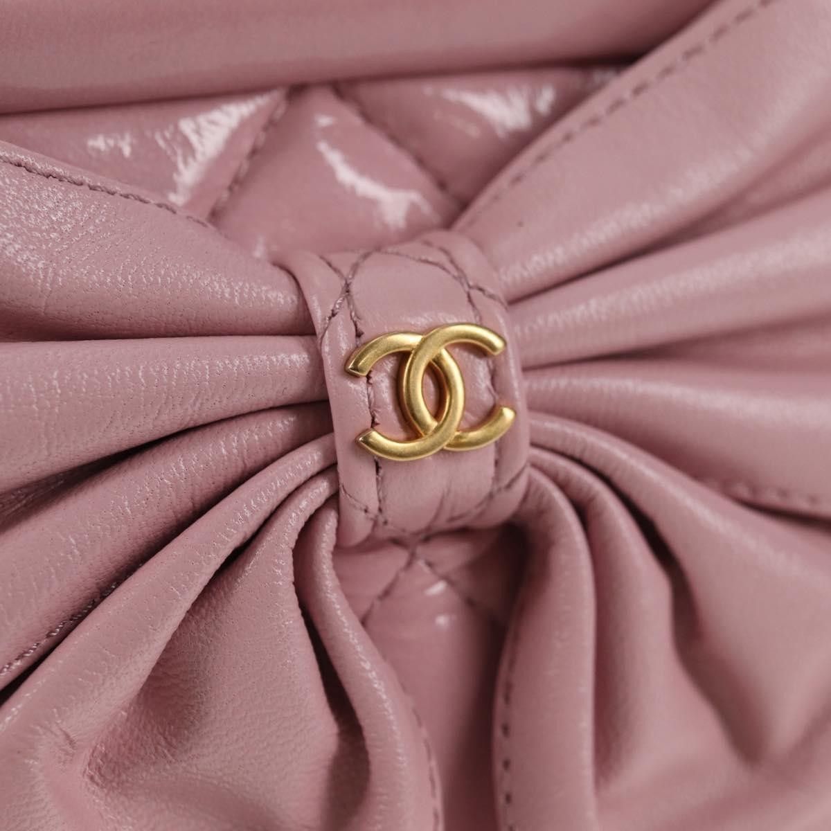 Chanel Chanel Bow Frame Clutch With Chain Quilted Patent with Lambskin Size ONE SIZE - 13 Thumbnail