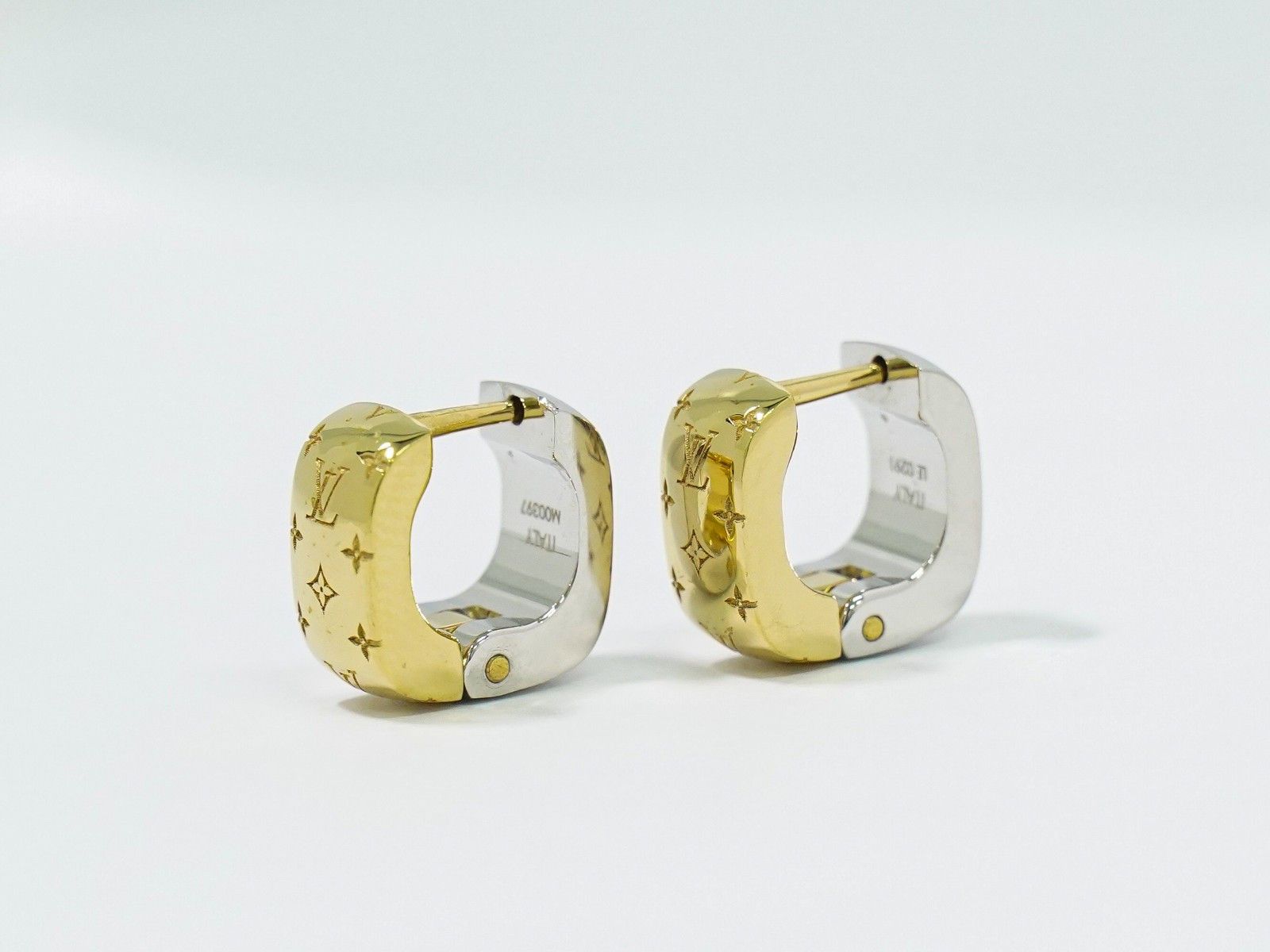 Louis Vuitton Louis Vuitton Bicolor Nanogram Hoop Earrings Metal Size ONE SIZE - 2 Thumbnail