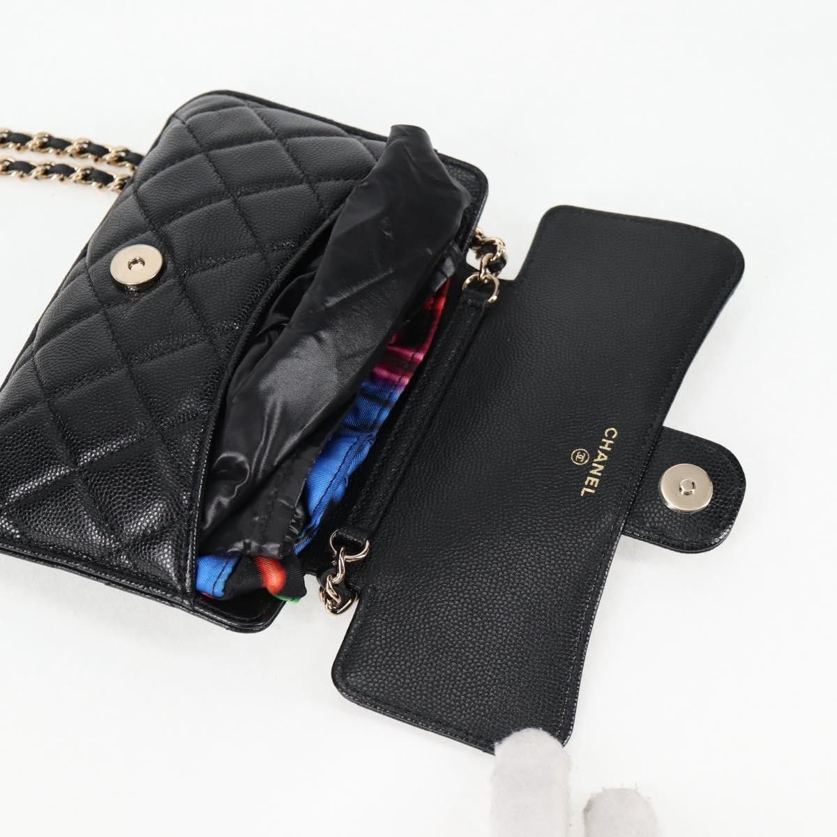 Chanel Chanel Foldable Tote Bag with Chain Quilted Caviar with Printed Nylon Size ONE SIZE - 18 Thumbnail