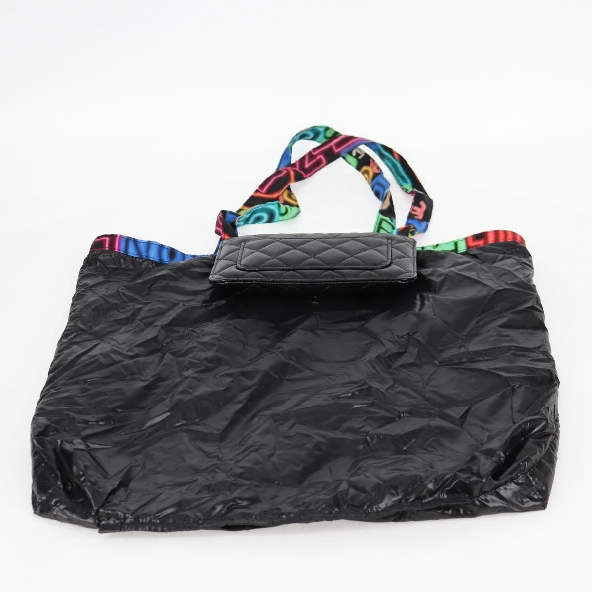 Chanel Chanel Foldable Tote Bag with Chain Quilted Caviar with Printed Nylon Size ONE SIZE - 13 Thumbnail