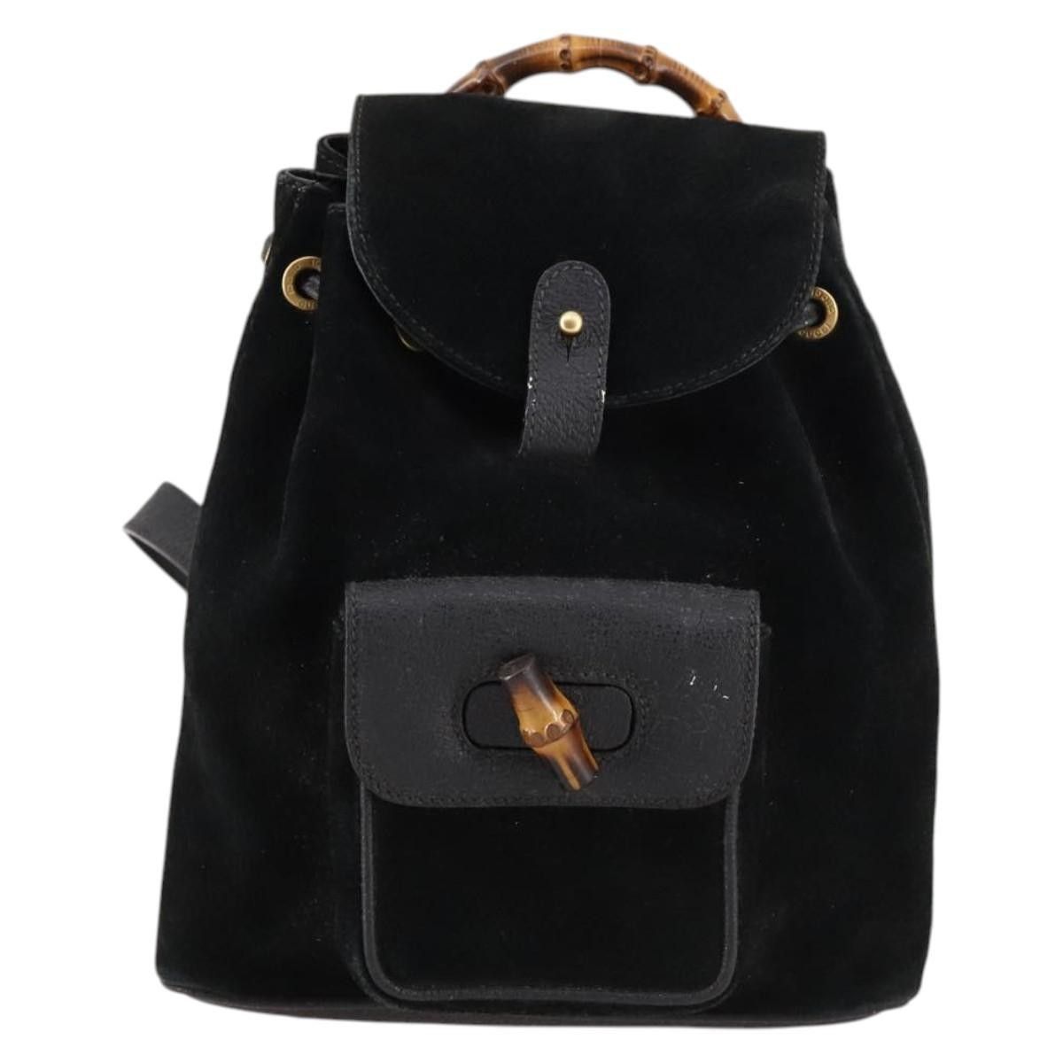 Gucci Gucci Vintage Bamboo Backpack Suede Size ONE SIZE - 24 Thumbnail