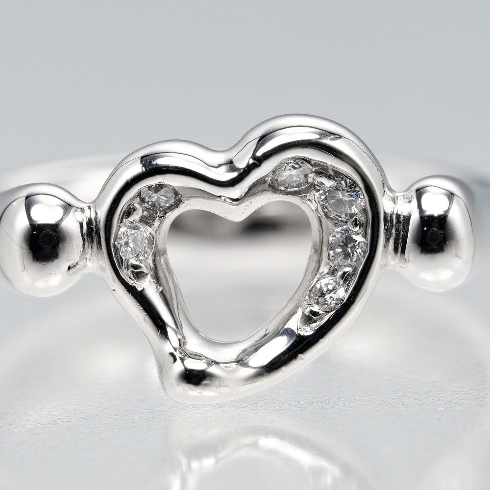 Tiffany & Co. Tiffany & Co. Elsa Peretti Open Heart Ring Platinum with Diamonds Size ONE SIZE - 5 Thumbnail