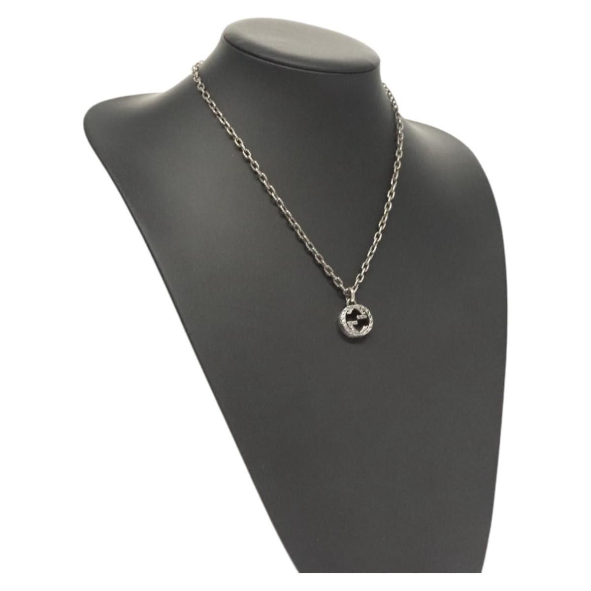 Gucci Gucci Engraved Interlocking G Chain Link Pendant Necklace Sterling Silver Size ONE SIZE - 8 Thumbnail