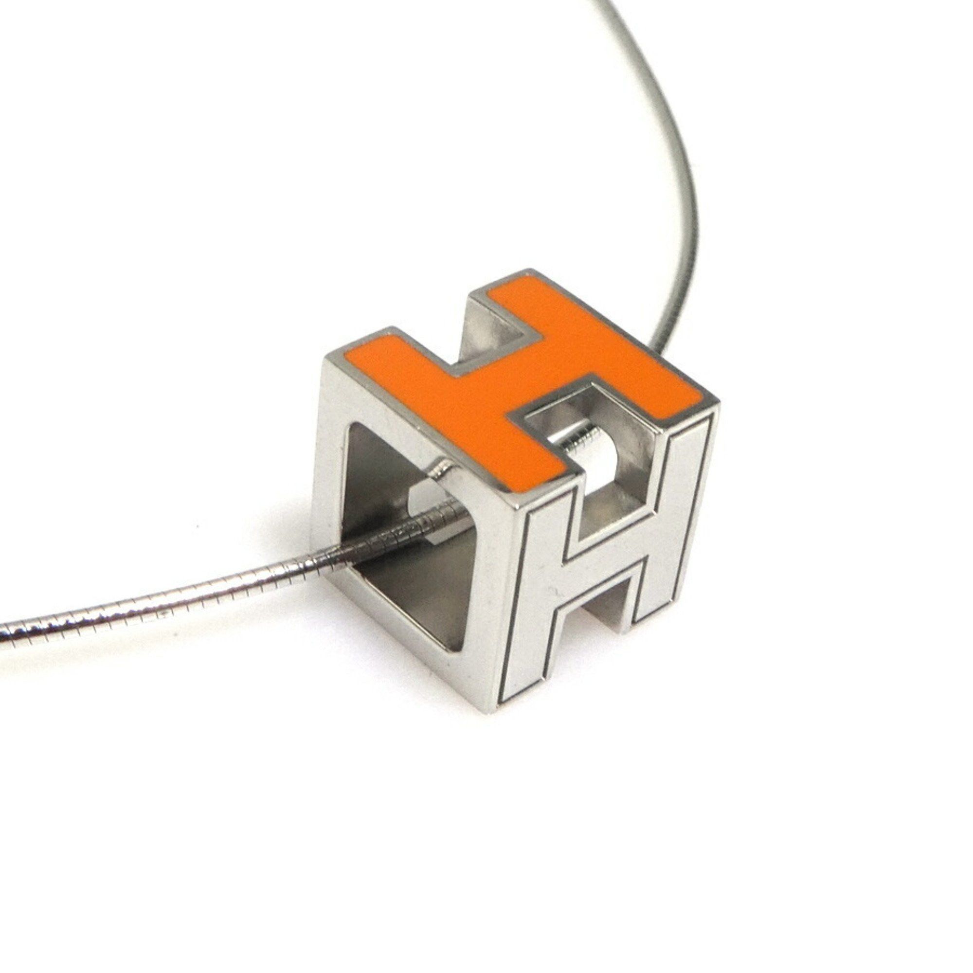 Hermes Hermes Hermès H Cube Necklace, Cartier Ash, Metal, Enamel, Silver, Orange, Women's, e61027g Size ONE SIZE - 2 Thumbnail