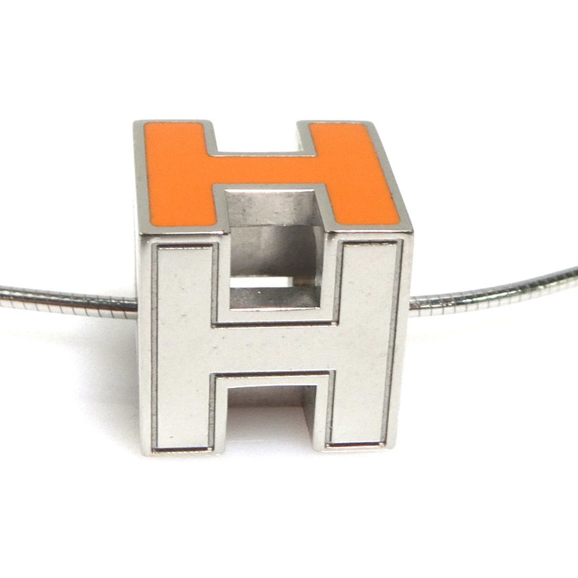 Hermes Hermes Hermès H Cube Necklace, Cartier Ash, Metal, Enamel, Silver, Orange, Women's, e61027g Size ONE SIZE - 3 Thumbnail