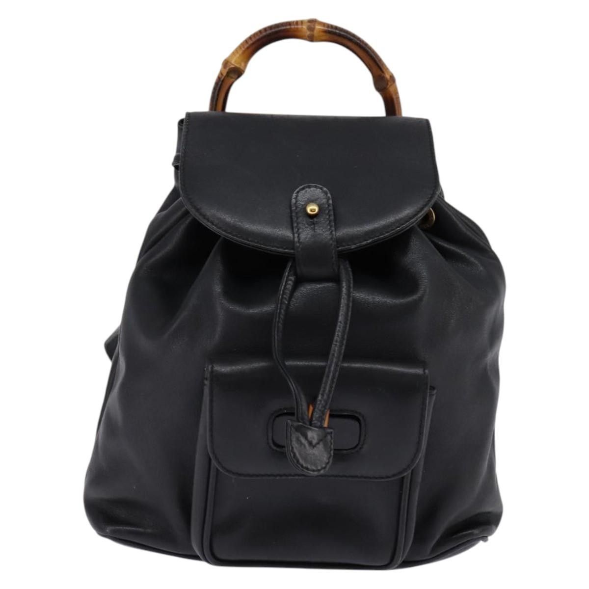 Gucci Gucci Vintage Bamboo Backpack Leather Size ONE SIZE - 18 Thumbnail
