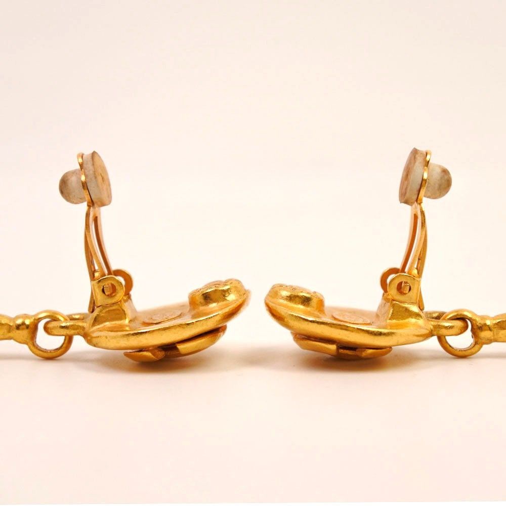 Chanel Chanel Logo Drop Earrings Plated Gold Size ONE SIZE - 4 Thumbnail