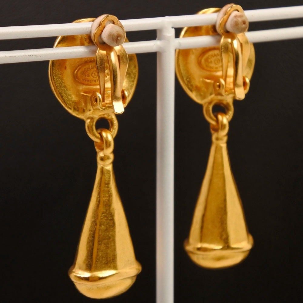 Chanel Chanel Logo Drop Earrings Plated Gold Size ONE SIZE - 2 Thumbnail