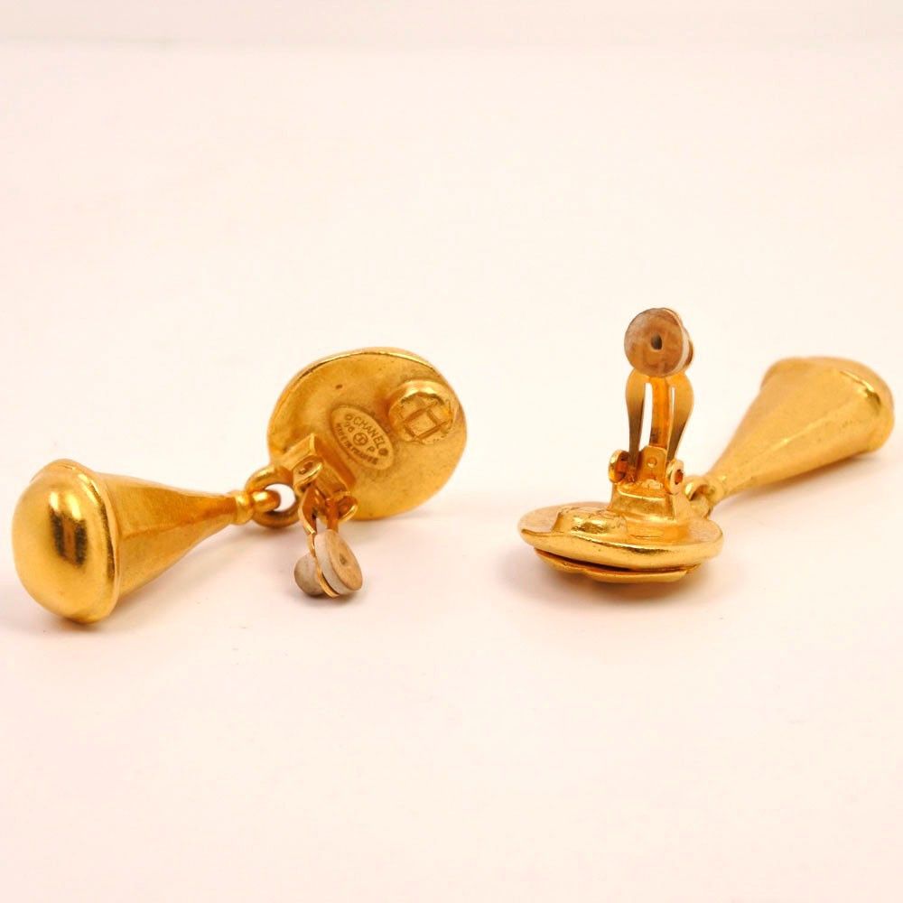 Chanel Chanel Logo Drop Earrings Plated Gold Size ONE SIZE - 3 Thumbnail