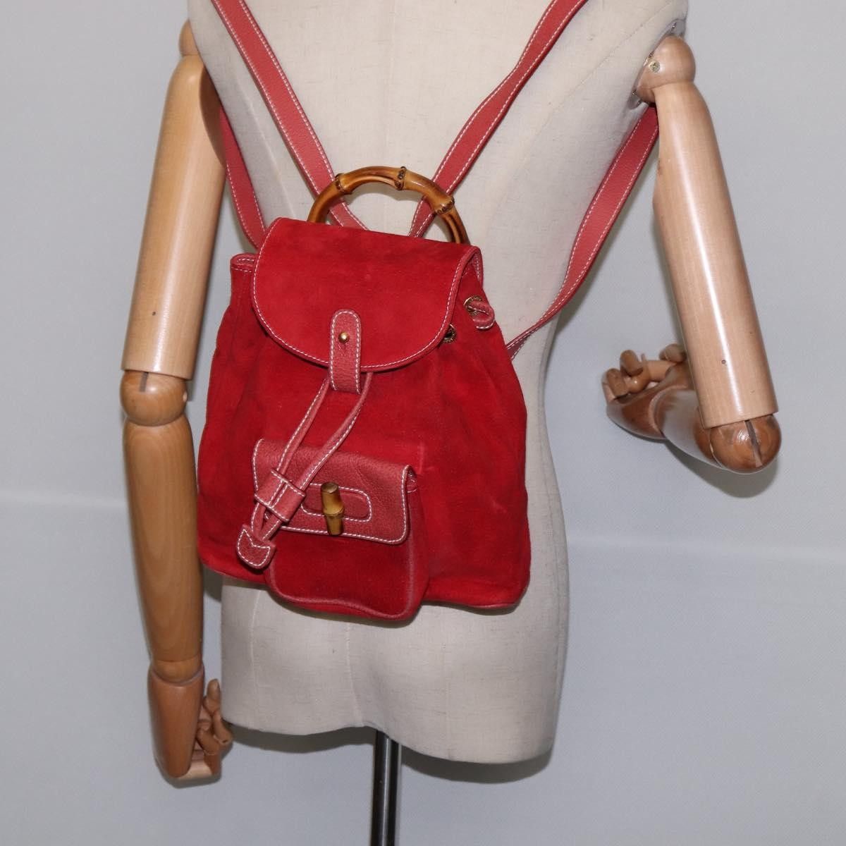 Gucci Gucci Vintage Bamboo Backpack Suede Size ONE SIZE - 17 Thumbnail