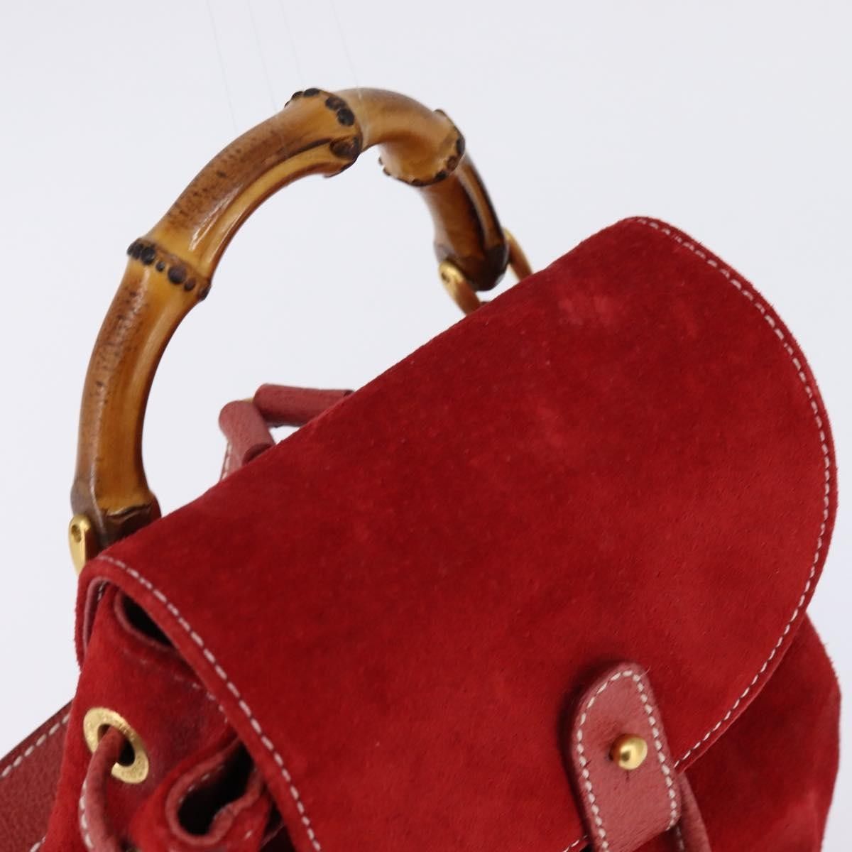 Gucci Gucci Vintage Bamboo Backpack Suede Size ONE SIZE - 19 Thumbnail