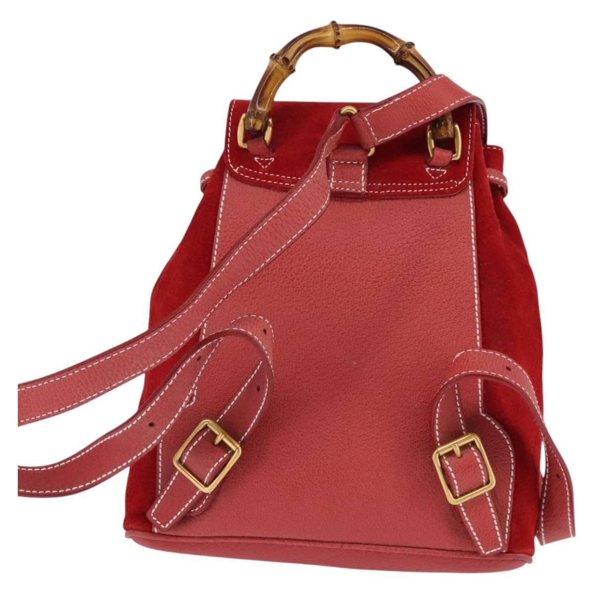 Gucci Gucci Vintage Bamboo Backpack Suede Size ONE SIZE - 2 Thumbnail