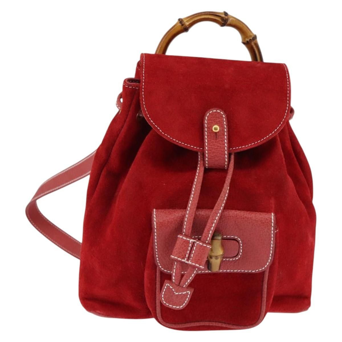 Gucci Gucci Vintage Bamboo Backpack Suede Size ONE SIZE - 18 Thumbnail