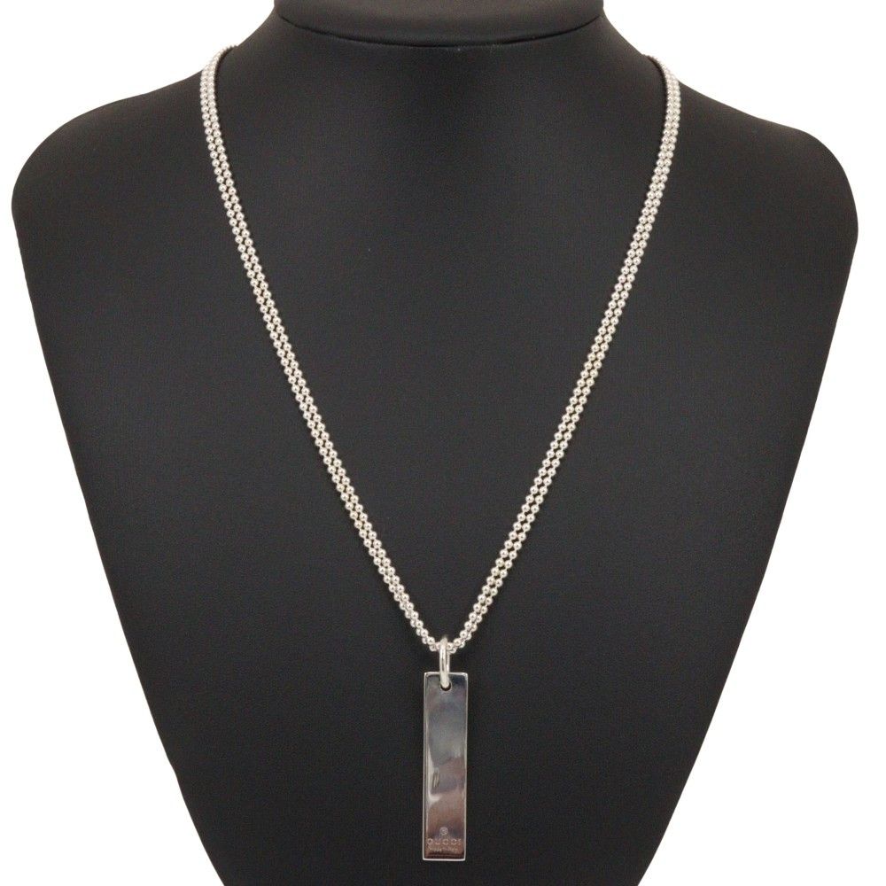 Gucci Gucci Logo Bar Double Ball Necklace Silver 925 Size ONE SIZE - 8 Thumbnail